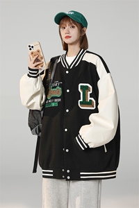 中性风上衣夹克宽松落肩拼色棒球服外套XZ214-8 JK710-P78图片