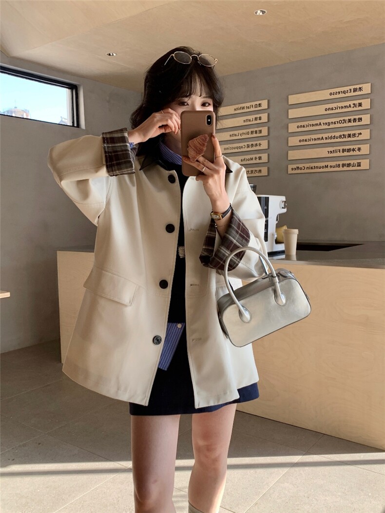 春日来信撞色复古高级新款小个子莱赛尔风衣外套女，女装双面呢大衣，泰合衣坊