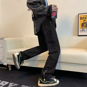 高街牛仔裤男韩版潮裤脚拉链开衩个性2024冬季ins长裤RK1246-P51图片