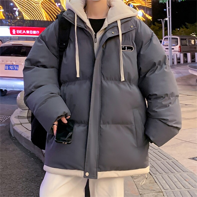 现货抖音得物二开三防加厚假两件拼接连帽棉衣冬季棉服LL9999,男装棉衣,电商A486