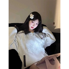 抖音得物高品质26春装美式高街重磅结构拼接织带立领卫衣外套CM42，女装短外套，电商A486