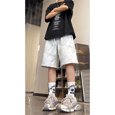 夏季巴黎脏脏短裤宽松扎染运动五分裤A463特P33控68，男装牛仔裤，电商A309