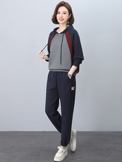 品牌专柜款春装新款韩版大码拼色两件套运动服休闲套装，女装套装/套裙，忆绮罗