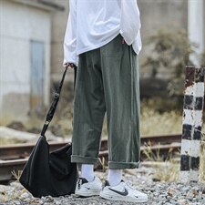 2021秋季新港风外景大码日系男宽松棉麻九分亚麻休闲裤K2091-P35，男装休闲裤，电商A001