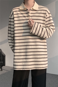8XL-M 条纹定律polo衫男翻领长袖t恤大版宽松上衣 CX3011-P39图片