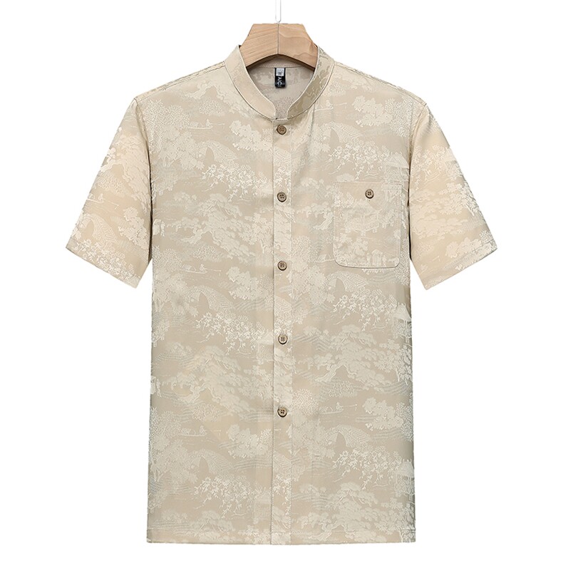 夏季中老年男士中式唐装风香云纱居士服汉服上衣TRS2305-P60,男装T恤,星座1105-3