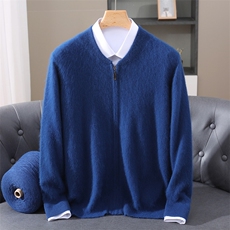 2025秋冬百搭时尚简约圆领长袖半开拉链针织衫，女装针织衫/毛衣，冬贝尔貂绒