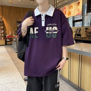 25065-特P40港风宽松翻领短袖POLO衫夏季时尚休闲T恤男打底衫图片