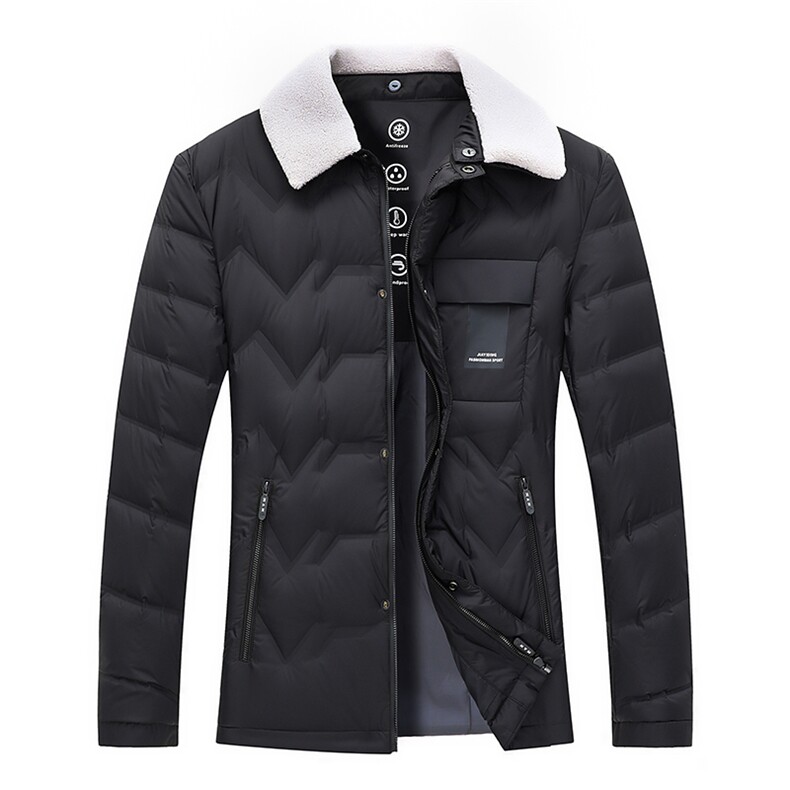 灰鸭绒羽绒服男士翻领冬季保暖宽松休闲羽绒外套KCN88652-35-P250,男装羽绒服,电商B212（原钱塘6029）
