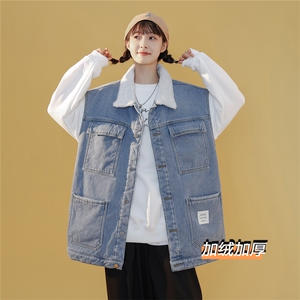 MJ215J-p68-限价98 抖音情侣工装棉马甲男外穿大码羊羔毛cityboy图片