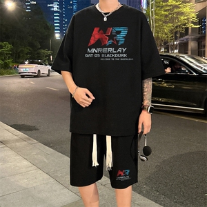 套装！ 华夫格套装短袖T恤短裤男 TZ227-特P 38图片