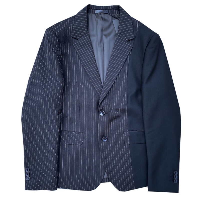 秋冬店主休闲礼服西装单西男士修身拼条西服A236-XZ2309-P100,男装西服套装,电商A236