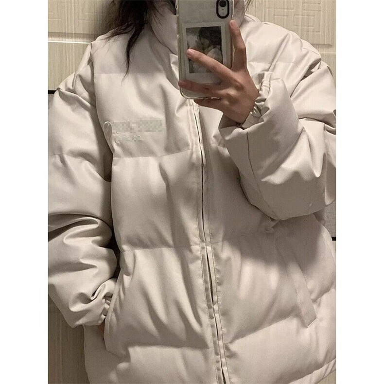 拉链标准纯色潮流新款潮青少年男女立领保暖pu皮字母刺绣棉服,男装棉衣,星座506A