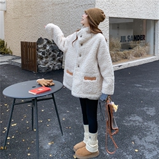 2025年冬季新款双面可穿皮毛一体休闲外套现货，女装羊羔毛/颗粒绒，乐吉娜