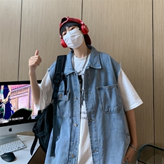 潮高街牛仔马甲男无袖青少年宽松夹克工装背心外套MJ09851-P48，男装背心/马甲，星座308B-2