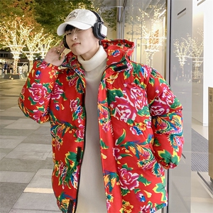 MY206新中式连帽团队表演出汉服大花棉袄棉服 上款大差价图片
