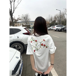 【有货】TX01ZZ-特P35 美式街头潮牌藤蔓花卉刺绣cleanfit短袖T恤图片