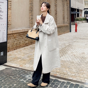 燕麦色羊毛大衣女春春高级感2025今年流行新款赫本风双面羊绒大衣图片