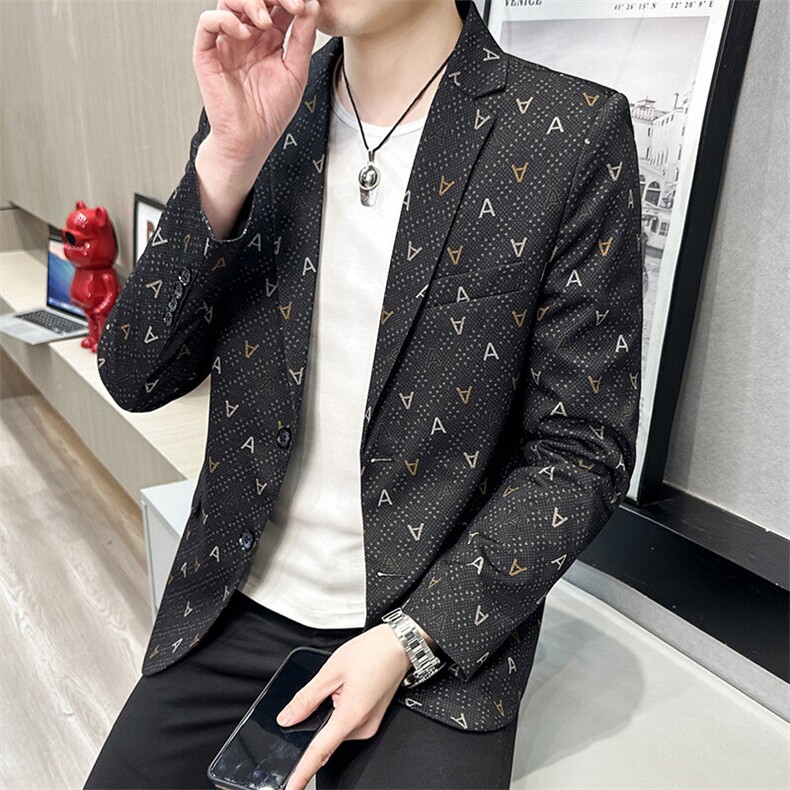 春秋帅气休闲韩版修身提花男士小西服两扣西服XZ613B-5317-P70，男装西服，星座613B