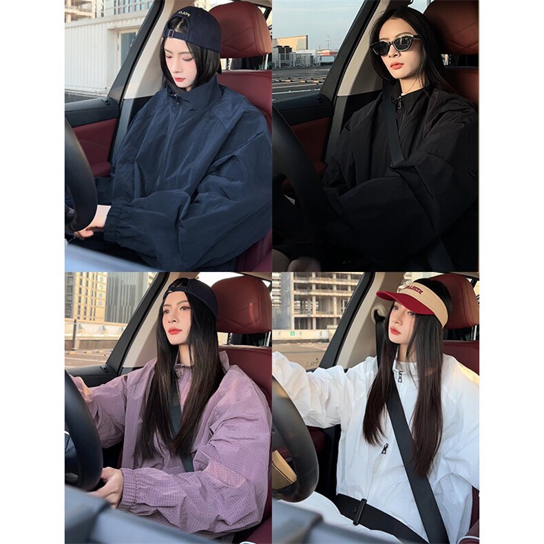 藏青色立领长袖防晒衣男款夏季美式潮牌外套户外运动防紫外线衣服，男装衬衫，电商A001