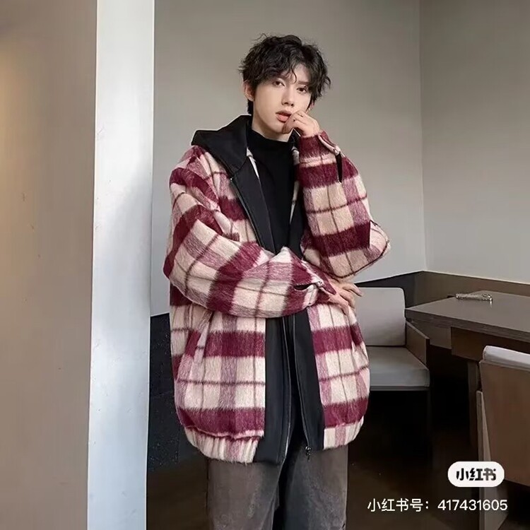 男秋装休闲男款春秋季日系翻领夹克秋季男生毛呢外套男款图片