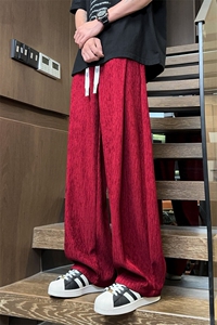 夏季薄款冰丝裤男潮牌宽松垂感直筒阔腿裤肌理感户外防晒休闲长裤图片