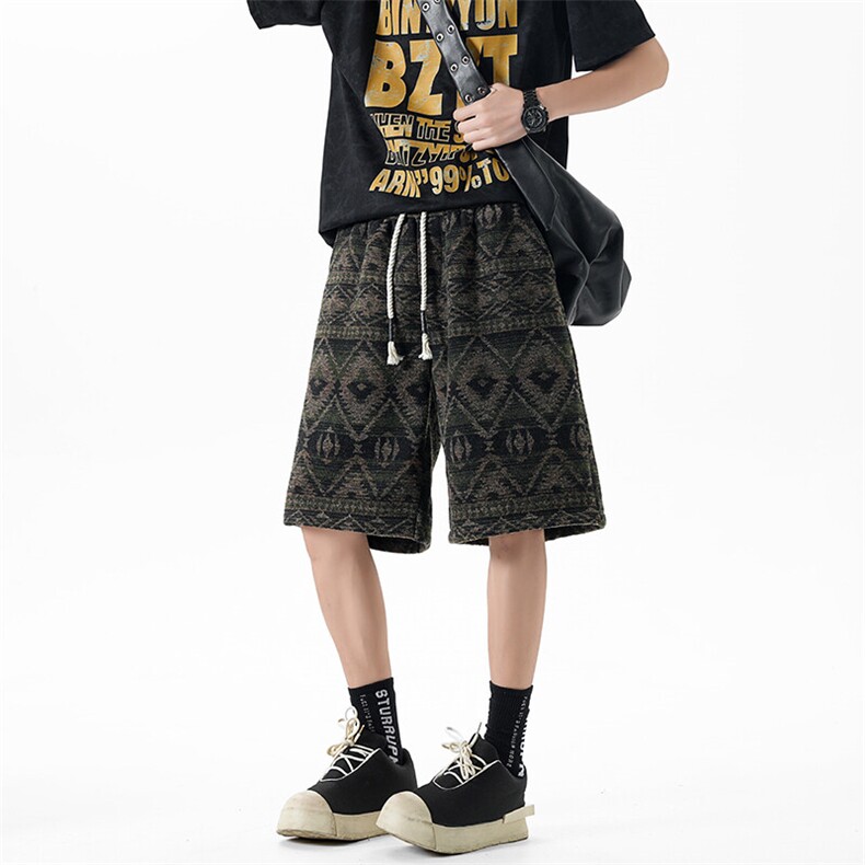 07民族风宽松直筒休闲短裤风潮流格子裤XZ211-1-K2515-P40,男装休闲裤,星座211-1