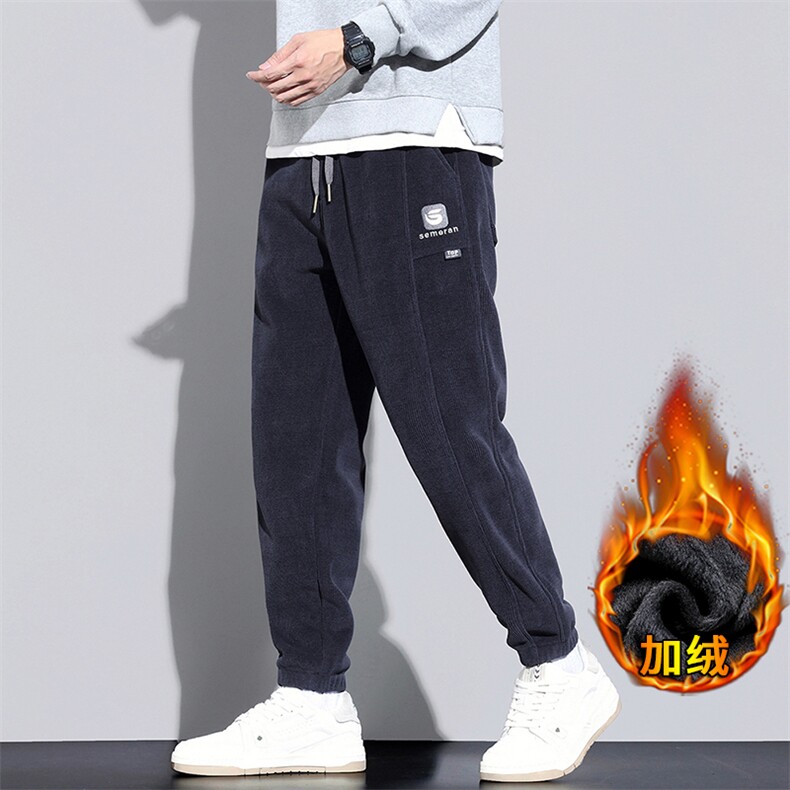 博奥绒休闲裤男秋冬加绒加厚百搭卫裤潮牌宽松运动裤JR8005-P45,男装休闲裤,星座610（原A335）