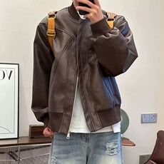 有货。pu皮衣外套男款春秋cleanfit短款夹棉机车夹克W6924-P62，男装夹克，星座412-3
