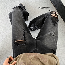 B221美式ins高街暗黑系小众拉链直筒牛仔裤LK23073-P65控88，男装牛仔裤，电商B221