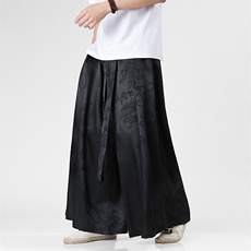 2025新中式马面裤汉服龙纹冰丝阔腿裤电商A057-K375-P55，男装民族服装，电商A057B
