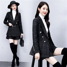现货套裤女2022年冬季新款时尚减龄通勒百搭街头小香风两件套套装，女装套装/套裙，丽美静依