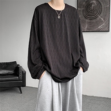 现货P35T7852-控58秋季日常打底高品质宽松大码长袖，男装T恤，电商A059