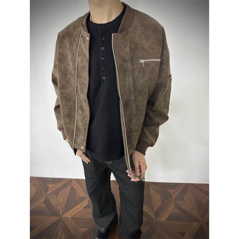 ins文艺原版pu皮衣简约百搭流行日系气质潮流新款外套W6782-P77，男装皮衣，星座412-3