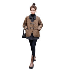 棉衣女中长款2023秋冬季新款拼接假两件，女装棉衣/棉服，秋水欣儿