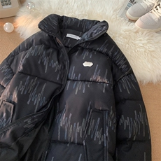 棉服男女七彩线印花棉衣立领面包服棉袄加厚外套3359-P70控108，男装棉衣，星座207