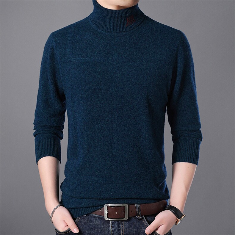 CM19069钱塘2020-2中青年男士高领冬季厚款纯色百搭羊毛衫P160图片