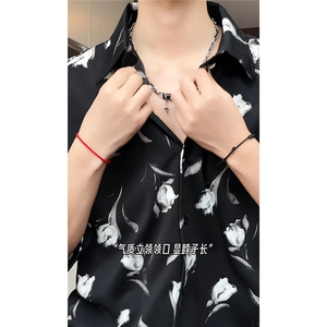 短袖衬衫男+短裤男潮流休闲套装男M-5XL大码TZ78712P50控98模特图图片