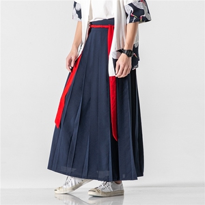 风汉服古风宋裤一片式裙绑带裙裤情侣款百褶马面裙 K129/P85图片