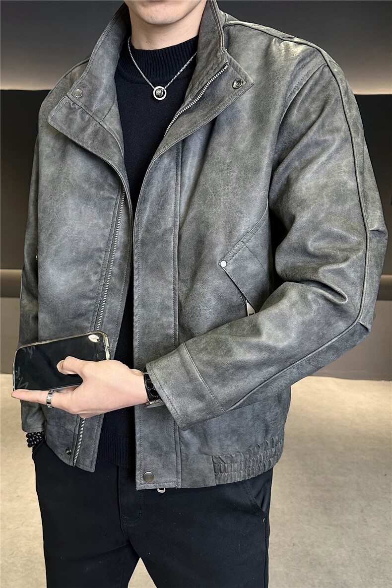 加绒加厚男士皮衣秋冬季皮夹克休闲外套品质款C317-J7722-P185,男装夹克,电商C317