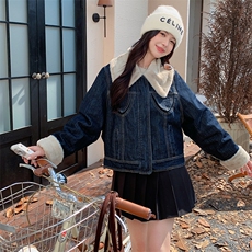 新款现货主推内里仿水貂牛仔派克服9915-P195-K288，女装短外套，2C129