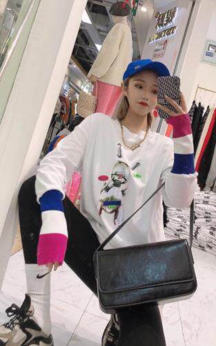 春季新款拼接针织袖长袖T，女装，媞默