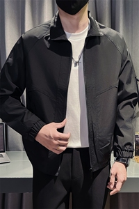 秋装新款社会小伙时尚工装夹克男店主外套男JK93-P78 控128 黑色图片