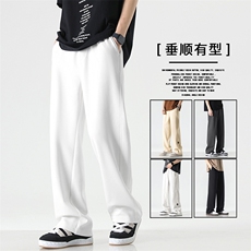 麻灰长裤亲肤垂顺简约多色可选宽松合体休闲拖地裤X1692-特批39，男装休闲裤，星座718