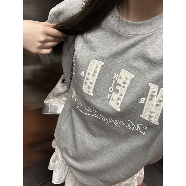 H1012-P40原版小香风刺绣+钉珠+烫钻宽松休闲短袖T恤，女装T恤，星座617A-2