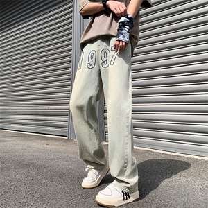 抖音品质高街1997刺绣宽松百搭牛仔裤直筒裤313A-1-NZ030-P55控68图片