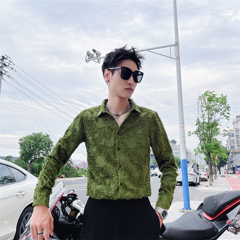 秋季男士工艺款纯色长袖衬衫男痞帅修身衬衣301A-1/H508/P55,男装衬衫,星座301A-1