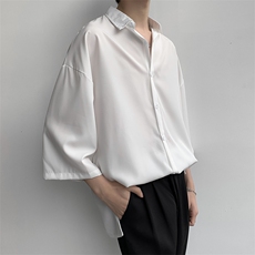 夏季冰丝短袖衬衫男女纯色宽松百搭学院风衬衣C301-P28，男装T恤，电商D202