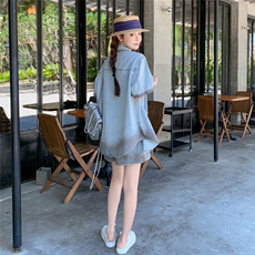 韩版休闲牛仔外套短裤两件套女夏2025新款设计感时尚宽松洋气套装，女装套装/套裙，2C159