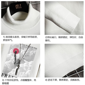 高领毛衣男士大码内搭毛线衣男网格 GM45326-P45 加绒款-P65图片